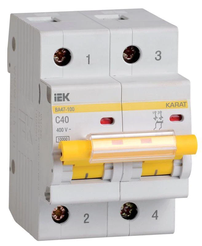 Выключатель автоматический модульный 2п C 40А 10кА ВА47-100 KARAT IEK MVA40-2-040-C
