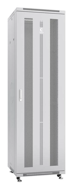 Шкаф монтажный телекоммуникационный напольный ND-05C-42U60/100 19дюйм для распред. и серверн. оборудования 42U 600х1000х2055мм передн. и задн. перфорир. двери ручка с замком сер. (RAL 7035) Cabeus 7205c