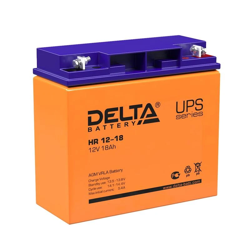 Аккумулятор UPS 12В 18А.ч Delta HR 12-18