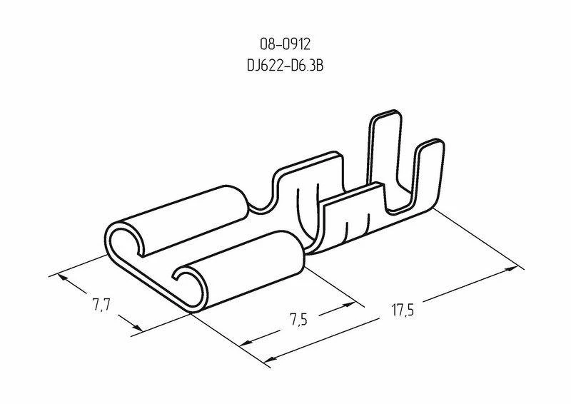 Клемма плоская (гнездо-7.7мм) 1-1.5кв.мм (DJ622-D6.3B) Rexant 08-0912