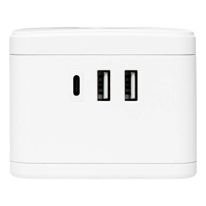 Удлинитель "Куб" 2х1.3м 2USB 2.4А+Type C + Ночник 1кв.мм EKF UBA-CUB-2-TC