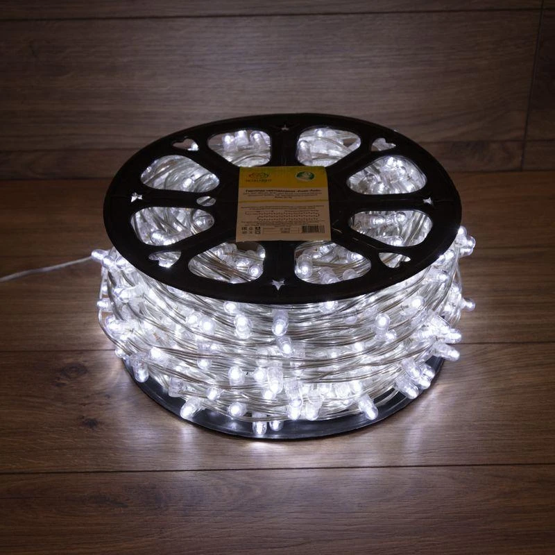 Гирлянда светодиодная &quot;LED ClipLight&quot; шаг 15см 665LED бел. 80Вт 12В IP65 эффект мерцания flashing бел.; провод ПВХ прозр. (уп.100м) Neon-Night 325-165