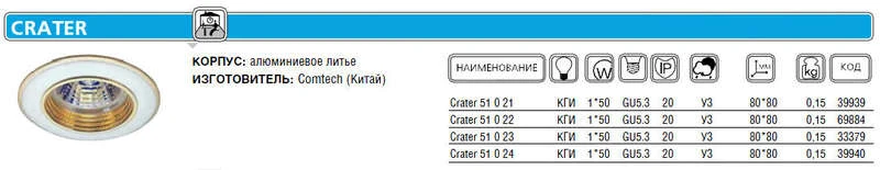 Светильник Crater 51 0 22 Комтех P00273/2