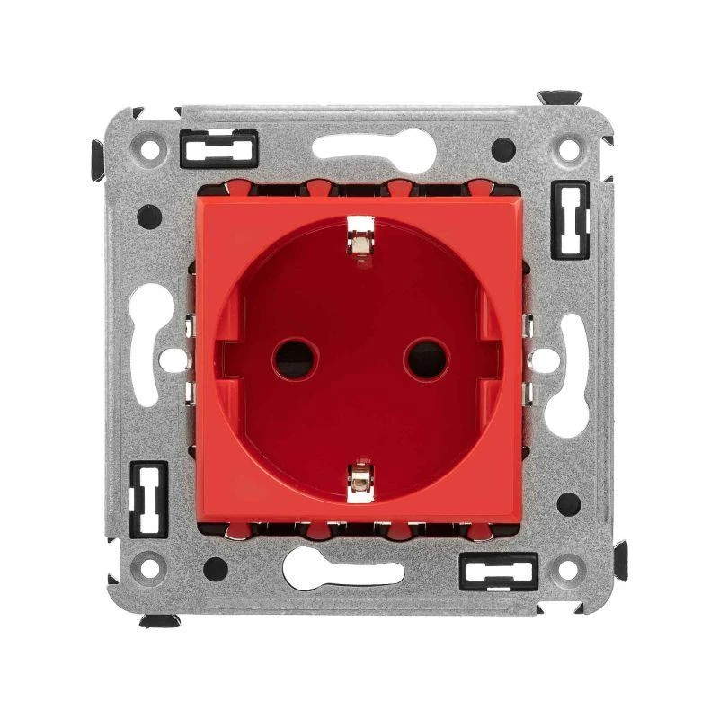 Розетка 1-м СП 2мод. Avanti "Красный квадрат" 16А IP20 2P+E защ. шторки красн. DKC 4401003