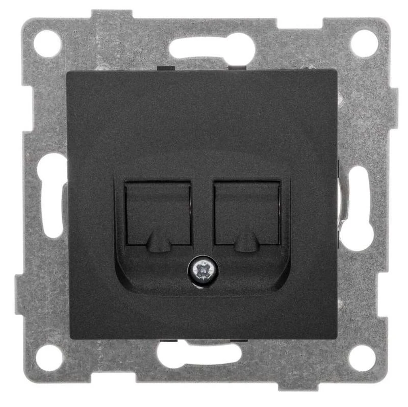 Розетка компьютерная 1-м СП Ugra RJ45 механизм графит GUSI С11К1-010