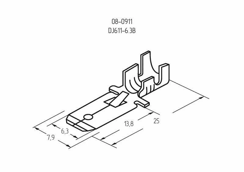Клемма плоская (штекер-6.3мм) 1-1.5кв.мм (DJ611-6.3B) Rexant 08-0911