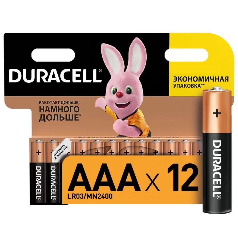 Элемент питания алкалиновый AAA/LR03/MX 2400 Basic BL-12 (блист.12шт) Duracell Б0014520